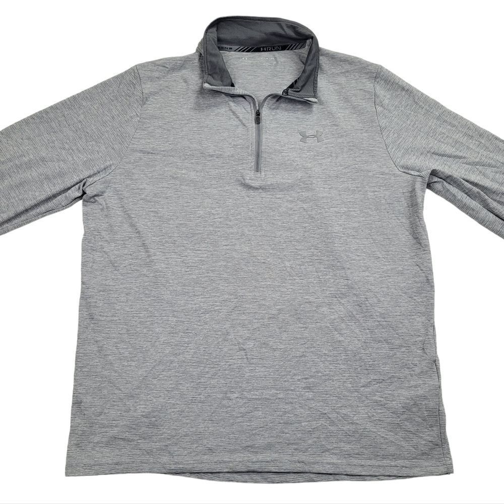 Under Armour HeatGear Threadborne Streaker Quarter-Zip Heather Grey Mens Size XL